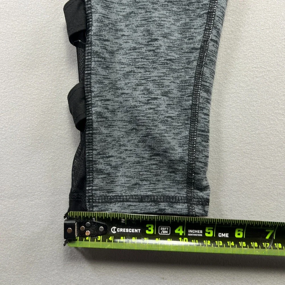 Game Time Leggings Womens Medium Heather Gray Stretch Mesh Panels Elastic Waist